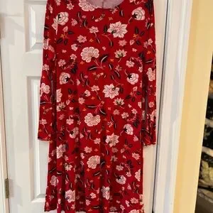 Old Navy | Dresses | Ladies Size X Old Navy Chic Floral Long Sleeve Dress  In Red Guc | Poshmark